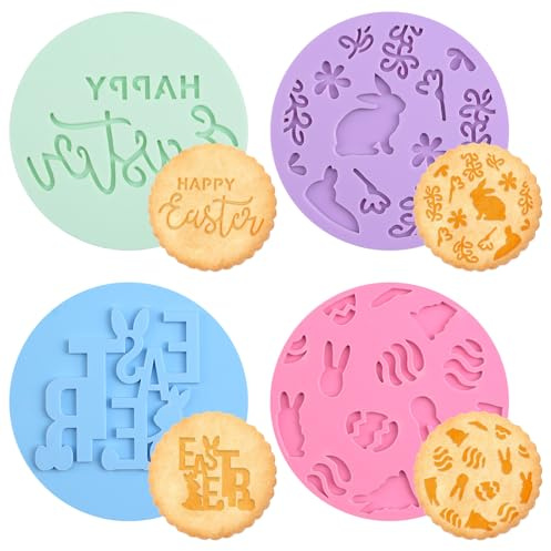 URROMA Ausstechformen aus Acryl, 4 Stück, gemischte Farben, Oster-Ausstechformen zum Selbermachen, Backen, Kuchen, Zuckerguss, Cupcake, Schokolade