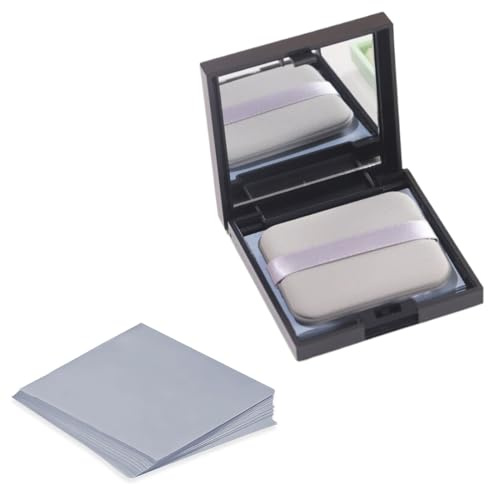 COYUN 100 pcs oil control paper, Gesichts-Löschpapier Set mit Spiegel und Puderquaste, Blottpapier Für Fettige Hautpflege, Oil control paper, Blotting-Papiere, Ölabsorbieren de Blätter, Öl-Löschpapier