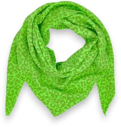 Neon Tuch Damen Leopardenmuster Musselin leo Schal Made Italy Halstuch Frühling (Neon Grün)
