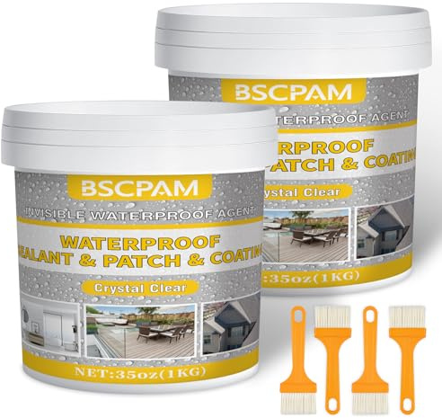 2KG Agent Imperméable Invisible,Membrane d'Étanchéité Waterstop,Joint Etancheite pour l'intérieur et l'extérieur,Waterproof Coating Transparent pour Terrasse,Facade,Toiture et Bain