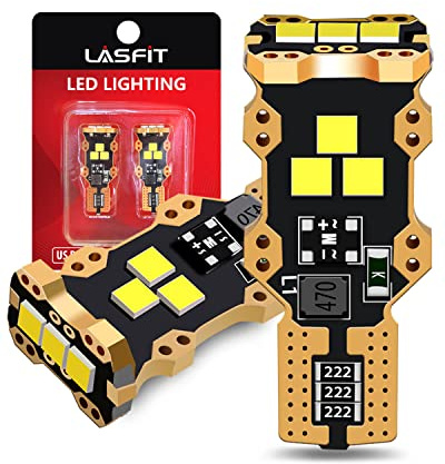 LASFIT 921 LED Bulb Reverse Light, 906 W16W 912 T15 LED, Non-polarity, 6000K White Bright Canbus Error Free, Back Up Light Replacement Cargo Lights for Car/Trunk, Pack of 2