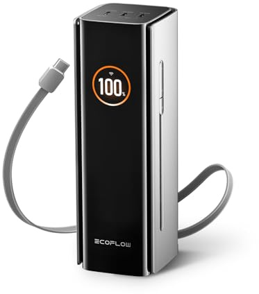 EcoFlow Powerbank mit 300W Max. Ausgang und 140W Kabel, 140W Laptop Power Bank, 4 USB-C Tragbares Ladegerät, 3950 x 7mAh, für iPhone 17/16/15 Series, MacBook, Samsung, iPad, DJI und Steam Deck