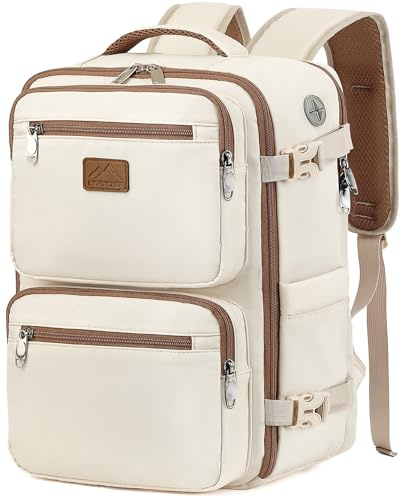 LYNXCHER Zaino Ryanair 40x20x25 da Viaggio Aereo Bagaglio a Mano 20L per Uomo e Donna Borsa da Cabina 14 Pollici Porta PC Riso Bianco