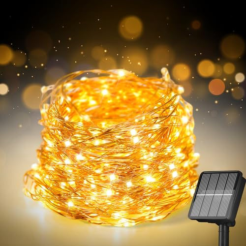 Aouplry 200 LED 22M/72FT Solar String Lights for Outside, Solar Fairy Lights for Outside Waterproof with 8 Modes, Fairy Lights for Patio Tree Christmas Party Wedding Decor(Warm White)