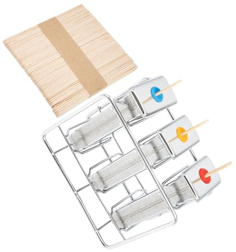 HIAKDOFT Moule à Glace Inox pour Bâtonnets Simple et Réutilisable Set de Moules Ronds et Support Acier pour Glace