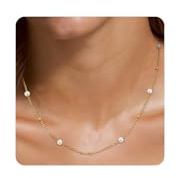 RWQIAN Perlen Halskette Damen Goldene Kette mit Perlenkette,Choker Goldkette mit Weiße Perlen Schmuck Geschenke Modeschmuck für Damen Mädchen