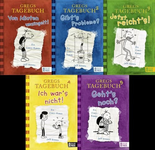 Gregs Tagebuch Band 1-5 plus passende Postkarten zu jedem Band