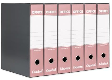 Colourbook Set 6 Registratori Con Custodia Rosa, Faldoni Ufficio A4 Dorso 8 Cm, Raccoglitori Documenti In Cartone, Meccanismo A Leva 2 Anelli, Per Archivio Casa E Lavoro