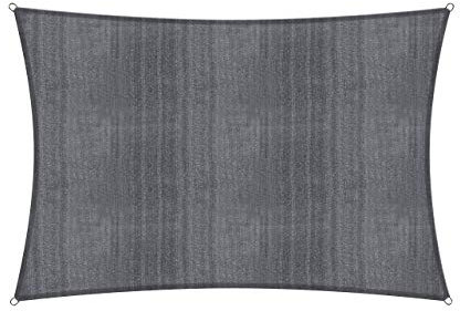 Lumaland Sonnensegel Rechteckig 3 x 4 Meter | Wetterbeständiger Sonnenschutz inkl. Befestigungsseile | Terrasse, Garten & Balkon Schattenspender aus HDPE Segelstoff mit UV Schutz [Dunkelgrau]