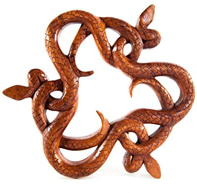 Windalf Celtic Wandbild MEDINA 23 cm Nordischer Schlangenzauber Skandinavischer Holz-Dekor Wandrelief Holzbild Handarbeit