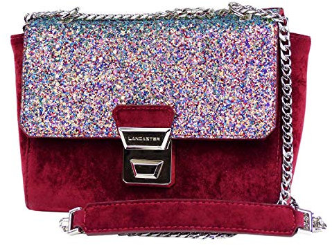 Lancaster Gena Glitter Velvet Umhängetasche Bordeaux
