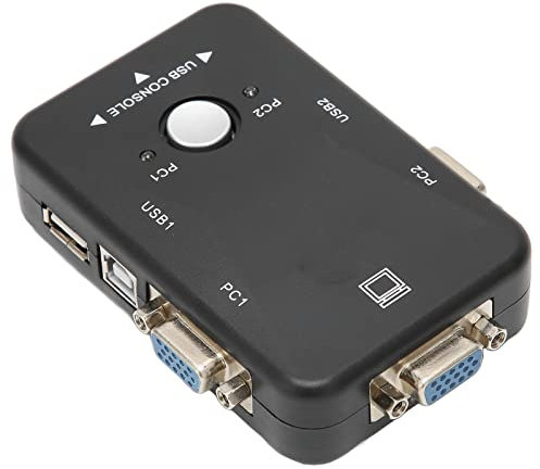 VBESTLIFE Commutateur KVM, SéParateurs Vidéo Ultra HD 1920x1440, Commutateur KVM DVI USB2.0, Port VGA, Prise en Charge des Jeux en Ligne et DVR, pour Le Partage Vidéo à Domicile