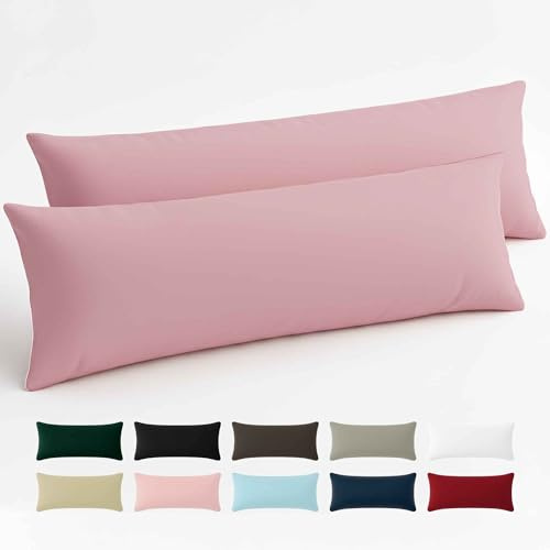 Dreamzie - Seitenschläferkissen Bezug 40 x 145cm - Renforcé - Rosa | 2er Set · Oeko-Tex zertifiziert · mit Reißverschluss · Kopfkissenbezug & Kissenhülle · 57 Fäden/cm² · Weich & Kühlend