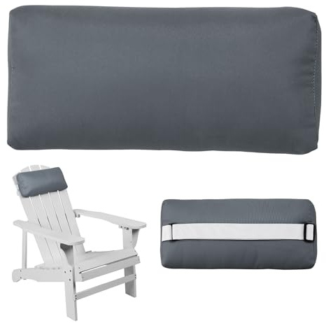 Rasugarlary Kopfstützenkissen für Terrasse, Chaiselongue, Outdoor-Chaiselongue-Kissen mit verstellbaren, elastischen Streifen, Kopfstütze für Liegestuhl, Bürostuhl, Dunkelgrau