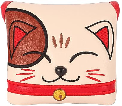 SHABIER Golfschlägerhaube, groß, Cartoon-Tier-Design, für Golfschläger (rotes Glückskätzchen)