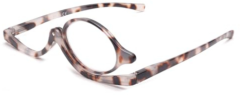 JM Schminkbrille mit Klappbaren Glaesern, Lesebrille zum Schminken für Damen Graue Schildkröte+3.5