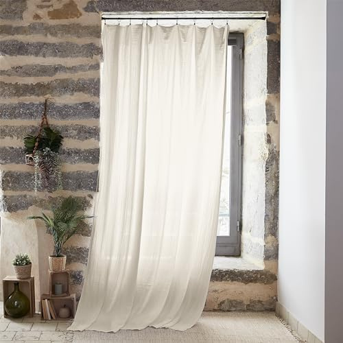 Cortina de gasa de algodón ajustable – Cortina de visillo 140 x 300 cm Suave y cómoda [Cortinas interiores y cortinas] (Beige Pampa)