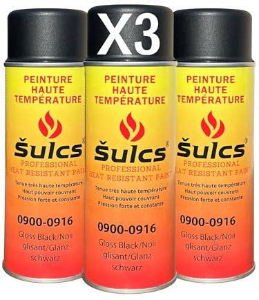 Peinture Haute Température 1200°c Professionnelle - Aérosol 400ml - Noir Ref. 0916 - Haut Pouvoir Couvrant - Barbecue Braséro Four Poêle à bois Insert Cheminée Mécanique Auto Moto ŠULCS BBQ® (3)