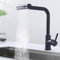 HOMELODY Wasserhahn Küche Schwarz, Küchenarmatur Ausziehbar mit 3 Strahlarten, Spültischarmatur mit Brause, Armatur Küche 360° Schwenkbar, Mischbatterie Küche Edelstahl