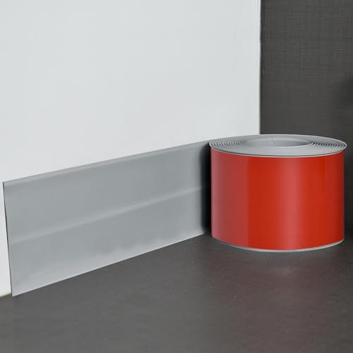 Inscrip Weichsockelleiste, PVC Biegbare Knickleiste, selbstklebende Abschlussleiste,Fugendichtungsband, Flexible Dekorative Zierleiste Profil, Haus Dekoration, für Küche und Badezimmer (Grau, 6M)