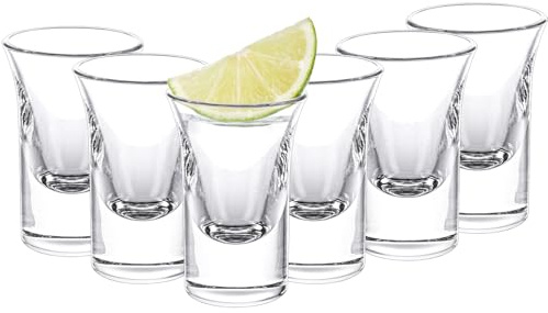 ASelected Stackable Coloured Shot Glass Set of 6 - 30ml Heavy Base Reusable Clear Shot Glasses for Vodka, Tequila, Whisky