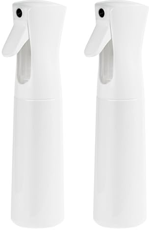 Hair Spray Misting Bottle, 300ml Refillable Fine Mist Sprayer Bottle, Ultra Fine Continuous Water Mister For Salon, Gardening, Plants & Skin Care, White - 2PACK | Water mister | Face cooling & cleaning | Refillable empty bottle | Travel, home & barber use