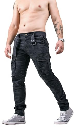 Instinct I Pantaloni Cargo Uomo Tattici Militari Mimetici Elasticizzati con Tasche Laterali, Slim Fit, Tasconato Multitasche per Caccia, Escursionismo, Trekking, Lavoro e Viaggio 50, Grigio - 608