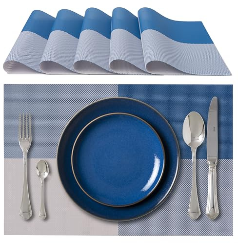 IPEA Manteles Individuales Americanos Elegantes 45 x 30 cm para Cena, Almuerzo, Desayuno – 6 Unidades – Mantel Individual Lavable, Resistente al Calor, Antideslizante, Antimanchas para Mesa de Cocina