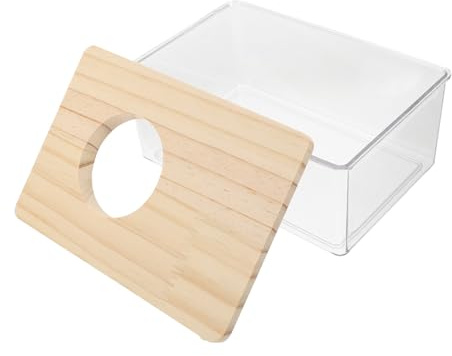 UPKOCH Hamster Bath Tub and Sand Container with Wood Cover, Small Square Pet Bathtub, Suitable for Small Animal Cages and Hamster Bathing