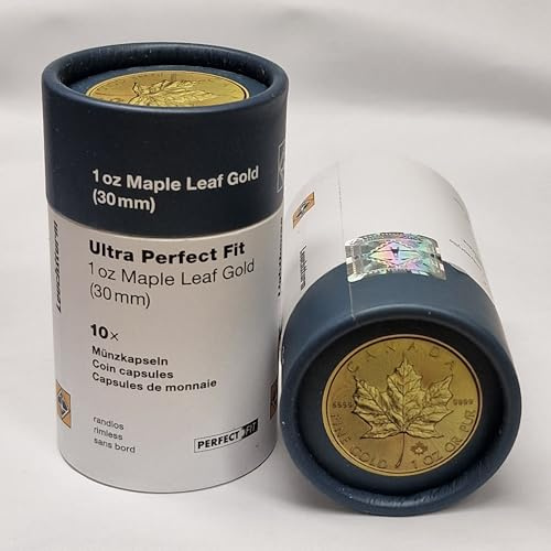 Ultra Perfect·Fit Münzkapseln für 1 oz. Maple Leaf Gold Münzen (30,0 mm) - Premium-Münzkapseln von Leuchtturm 10er Tube