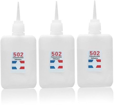 Colle adhésive 502 forte à séchage rapide, paquet de 3, 50g, colle polyvalente pour plastique, bois, métal, céramique, cuir, artisanat