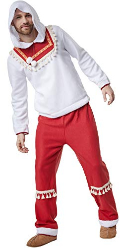 dressforfun 900528 - Herrdräkt resursfull eskimo, tvådelad eskimo-kostym röd och vit (L | nr 302647)