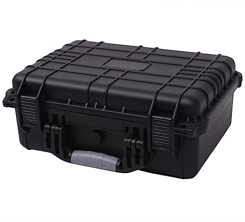 Schutzkoffer für Ausrüstung, Werkzeugkoffer aus Polypropylen und ABS, Hartschalenkoffer mit Schaumstoff für Kamera und Fotoausrüstung, Schwarz (40,6 x 33 x 17,4 cm)