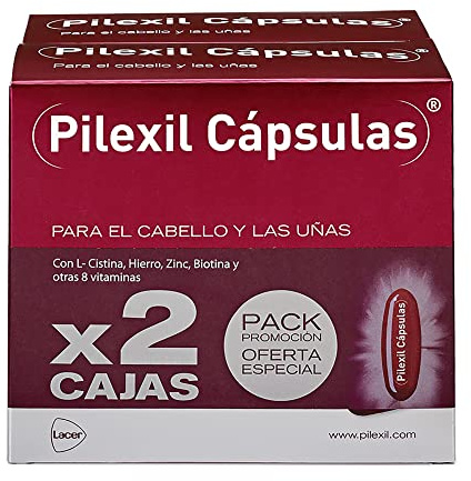 PILEXIL CAPSULAS - Cápsulas Duplo 50 Unidades, Incluye 2 Complementos Alimenticios, con Vitaminas y Minerales, Nutre el Cabello, para Hombres y Mujeres
