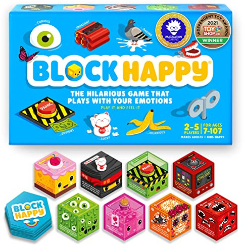 Block Happy Game of Emotions - Bestes Familien-Brettspiel für Kinder und Erwachsene, 2–5 Spieler, ab 6 Jahren, Familienliebling, Kartenspiel für Kinder und Erwachsene