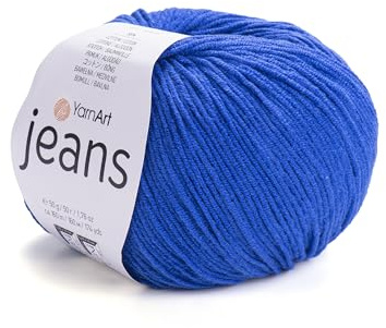 YarnArt, Jeans, Hilo de mezcla de algodón para amigurumi, ganchillo y punto, hilo turco suave 55 % algodón, 45 % poliacrílico, para proyectos hechos a mano, Color 47