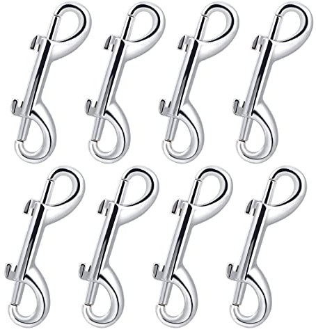 Doppel Karabinerhaken, 8er Set Doppelseitiger Ketten Schnapphaken, Zink-Legierung Karabiner Gerader Wirbel Zinkdruckguss Vernickelt 89 mm, Bolzenschnapper für Hundeleine Klettern Taschen Gurtband