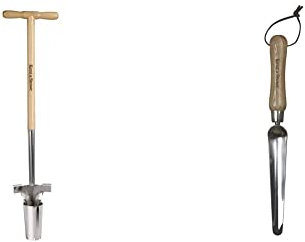 Kent & Stowe Langstiel Zwiebelpflanzer – Blumenzwiebel-Pflanzer aus Edelstahl, 101 cm & schmale Pflanzkelle – Handschaufel aus Edelstahl zum Pikieren und Umpflanzen, Länge: 33 cm