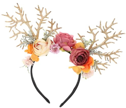 ABOOFAN Kopfbedeckungen Mit Geweihblumen Halloween-geweih-stirnband Halloween Hörner Stirnband Rentier-haarreifen Simulationszweig-haarschmuck Geweih-cosplay Blumenkopfschmuck Fräulein Fee