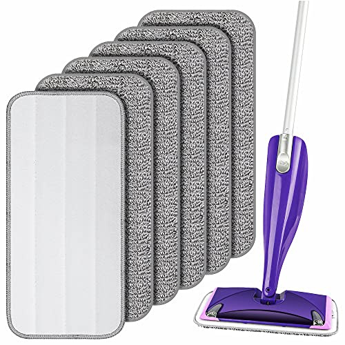 Mop Microfaser Reinigung Pads, 6 Stück Wiederverwendbar Mop Pads für Swiffer WetJet, Wischmopp-Reinigungskissen Bezug Ersatzbezug Wischbezug Reinigungs Pads für Hartholz, Laminat, Fliesen(30×14cm)