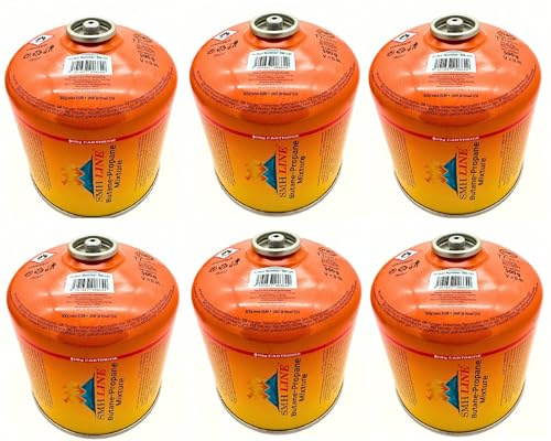 SMHLINE® 6x 300g Schraubkartusche Universalgewinde 7/16 Gaskartuschen Ventilkartusche EN 417 Gewinde Ventil Bunsenbrenner Butan Propan Mix Campingkocher Gaskocher Gasheizung Lötbrenner