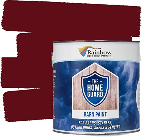 RAINBOW CHALK MARKERS LTD HOME GUARD BARN PAINT Exterior Wooden Buildings Barns Sheds Fences Protection Water Based Hard Wearing Matt Finish (2.5 Litre, Barn Deep Red)