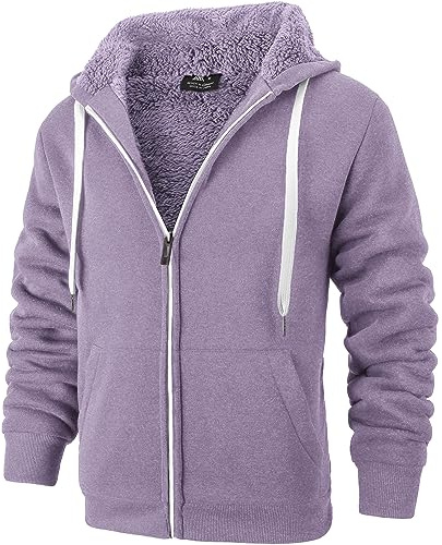 igeekwell Felpa da Uomo con Cappuccio, Felpa Uomo con Zip, con Cappuccio, Casual, Sweatshirt, Colore Classico, Hoody, viola chiaro, 3XL