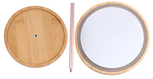 Beavorty Holz Schminkspiegel Mit Led Beleuchtung Schwenkbar Runder Tischkosmetikspiegel Für Wohnzimmer Und Schlafzimmer Hochwertiger Vanity Mirror Mit Klarem Hochauflösendem Spiegelglas
