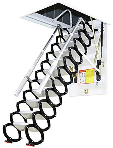 Dachbodentreppe mit Luke Teleskop-Klappdachtreppe Dachleiterscharnier 2M-4M (Hole: 90 * 120cm-height: 3M)