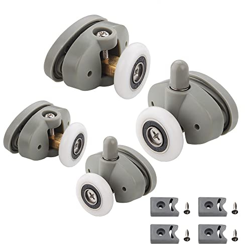 Cokritsm 23mm Duschkabine Rollen Laufrollen für 4-6mm Glas 4 Stück | Ersatzrollen für Duschtüren, Anti-Rost Duschtürrollen für Badezimmertüren Glastür 4-6mm, Glasloch 9-12mm