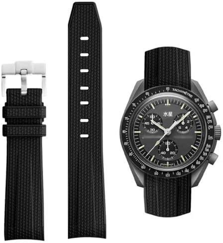 HEYOZURY Uhrenarmbandfür 20mm Omega x Swatch MoonSwatch Rolex Watch Silikon Männer mit Edelstahl Faltschließe Ersatz Armband Original Armband Omega x Swatch MoonSwatch Speedmaster