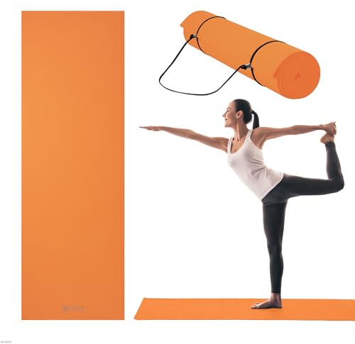 Gaiam Essentials Yoga Mat, 6mm Non-Slip with Carrying Sling (Orange)