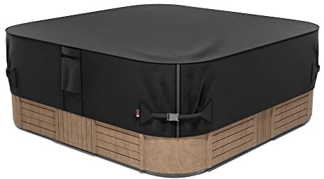 iBirdie Wasserdichte Whirlpool-Abdeckung für den Außenbereich, 210,8 x 210,8 cm, passend für 82 x 82 oder 81 x 81 oder 80 x 80 quadratisch, SPA 600D, strapazierfähig, wetterfest, Schutzkappe