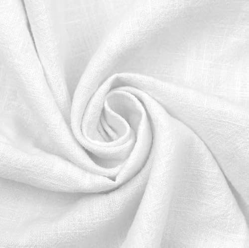 Stoff Kontor STOFFKONTOR 100% Leinenstoff Stonewashed - Meterware, Farbe Weiss - zum Nähen von Bekleidung und Dekorationen